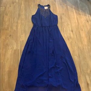 Blue Beaded Maxi Dress